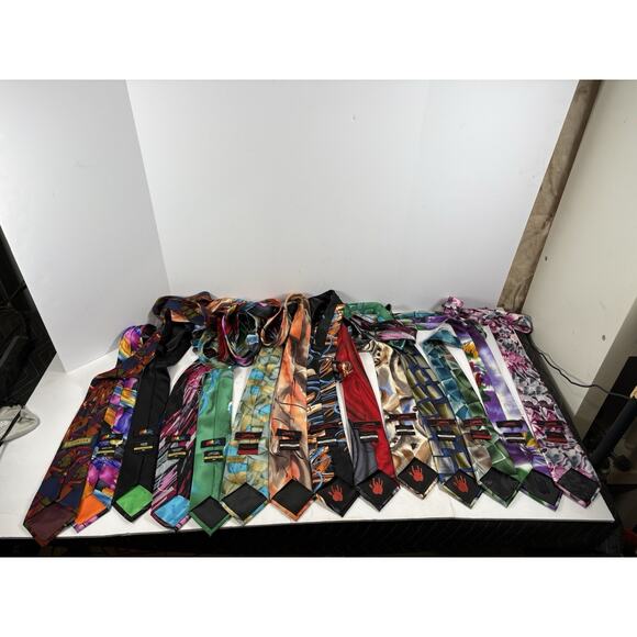 Lot 14 J Garcia Silk Neck Ties Abstract Art Grateful Dead Mens Designer Vintage